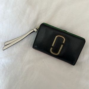 Marc Jacobs Snapshot Compact Wallet in Black Light Pink and Green